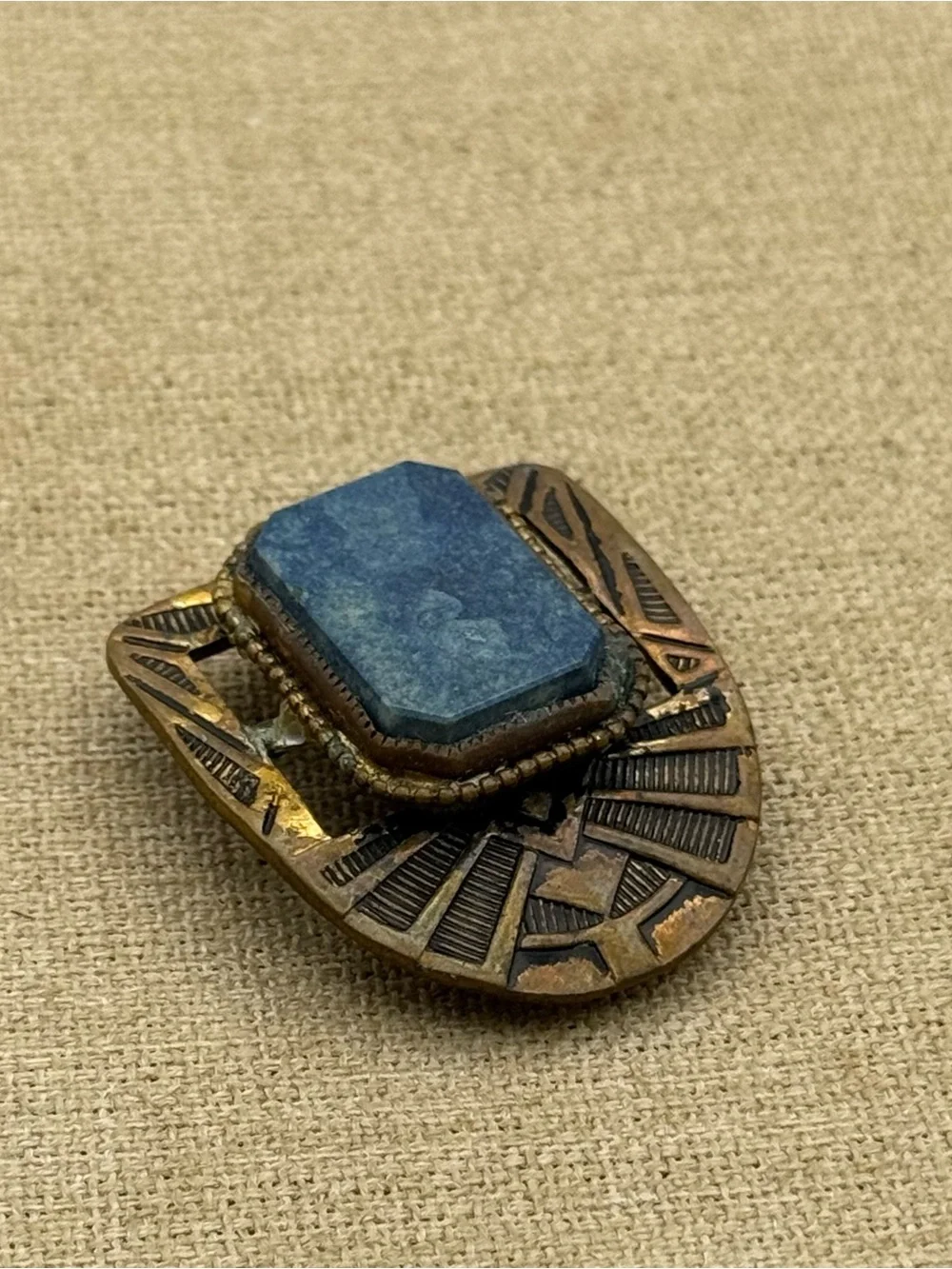 Vintage sodalite Brass Statement fur clip